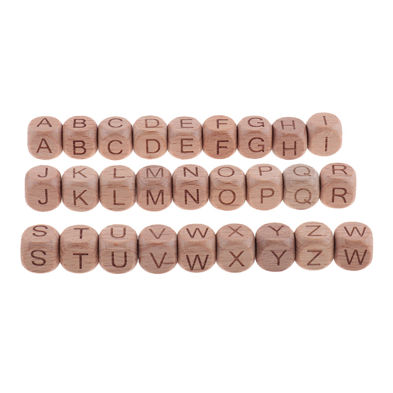 100 Stuks Engels Beuken Hout Letters Kralen 12Mm Alfabet Kraal Voor Sieraden Maken Diy Armbanden Ketting Sieraden Accessoires