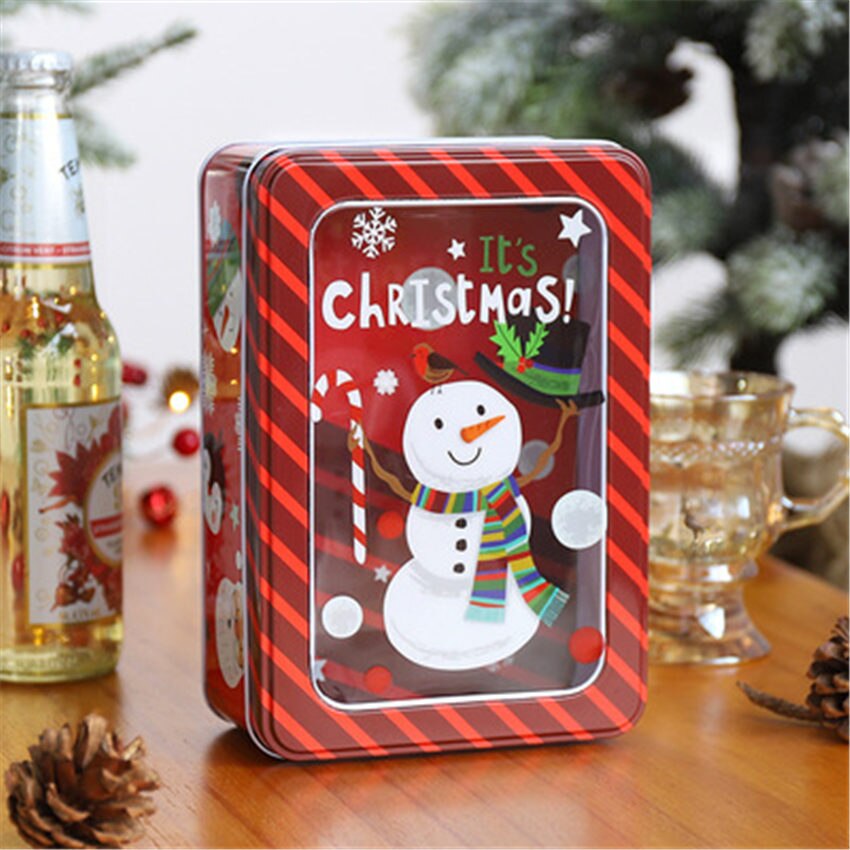 Emballage de noël en fer, boîte à bonbons, joyeux noël, bonhomme de neige, fête, décoration de bonbons Cookies faits à la main: N