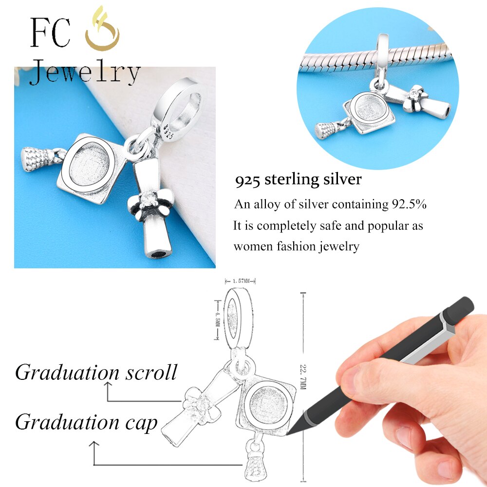 Fit Originele Charms Armband 925 Sterling Zilver Graduation Cap Charms Diy Sieraden Maken Berloque