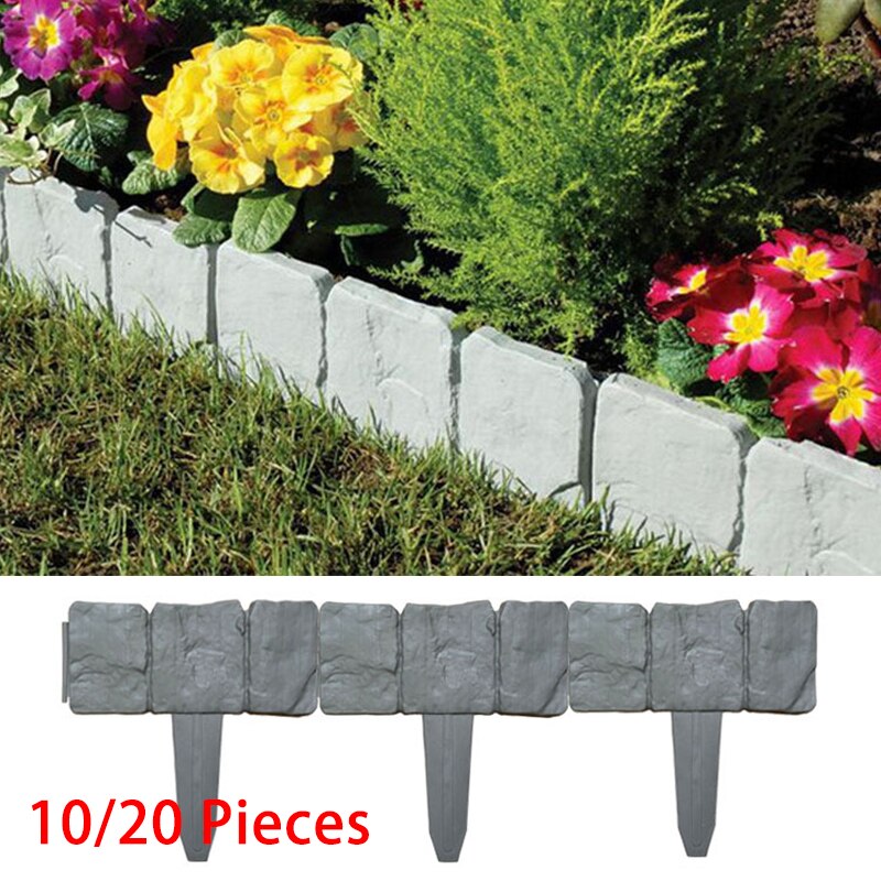 10/20 pcs Imitation Stone Fence Garden Simulation Fence Plastic Foldable Splicing Fence Gardening Grass Courtyard Decoration
