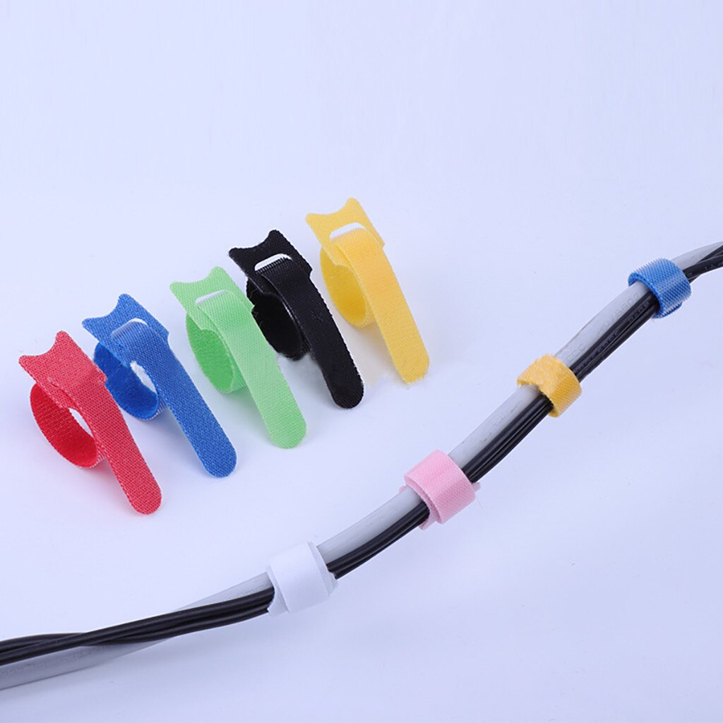 Cable de Velcro tipo T para ordenador, organizador de cables reutilizable de colores, correas de alimentación, 50 Uds., # W2G