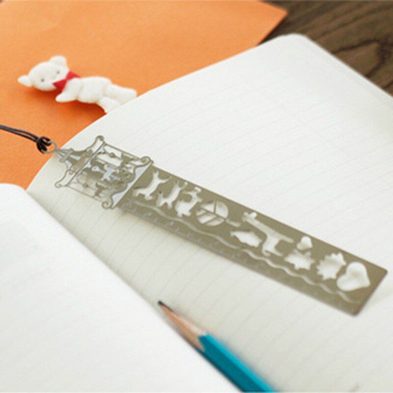 ZOCLOT 1 Piece Paper-cut Style Good Point Rule Simply Drawings Draw Ruler Multifunctional Metal Bookmark for Decoration