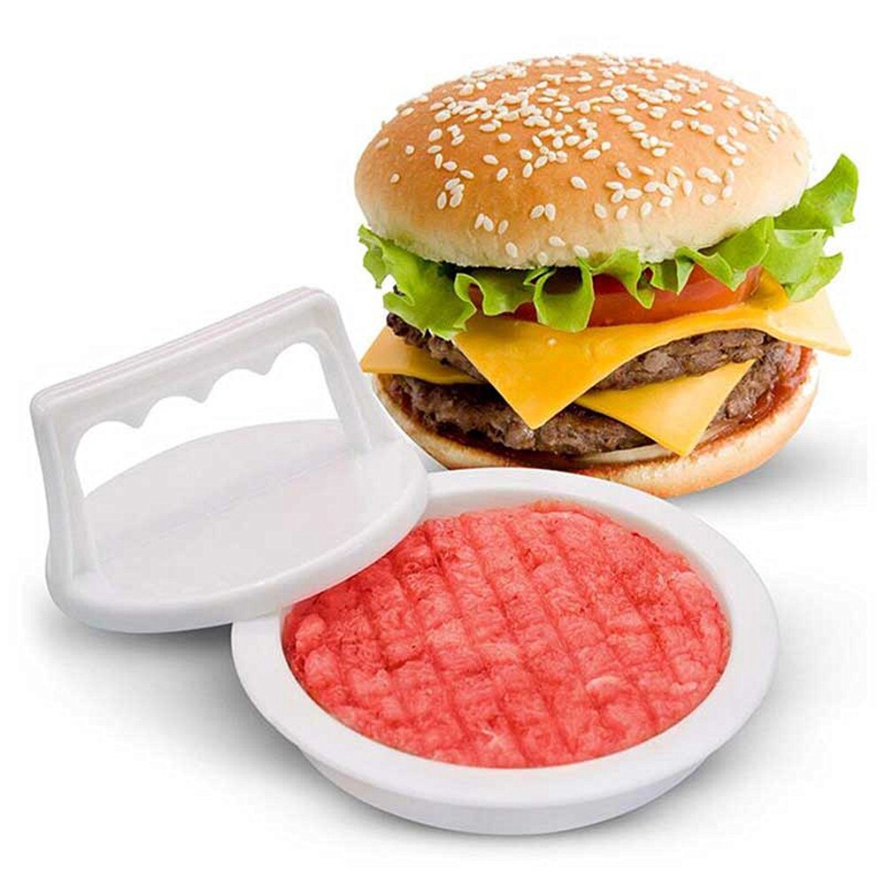 1 sæt rund form hamburger presse madkvalitet plast hamburger kød oksekød grill burger presse patty maker skimmel skimmel køkken værktøj