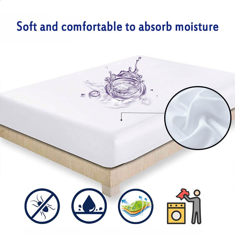 Hvid sengebetræk 1pc madrasbeskytter vandtæt populær i alle størrelser frottéhåndklæde lagen antiskid