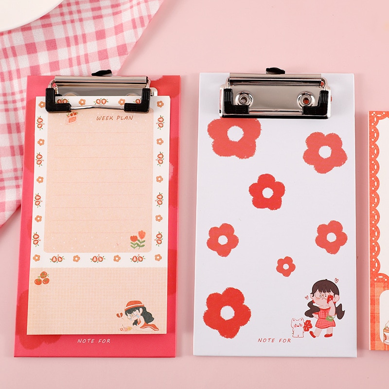 Mini Board Clip Note Clipboard 50pcs Memo Paper Pads Loose-leaf Notebook Writing Notepad Folder School Office Supplies