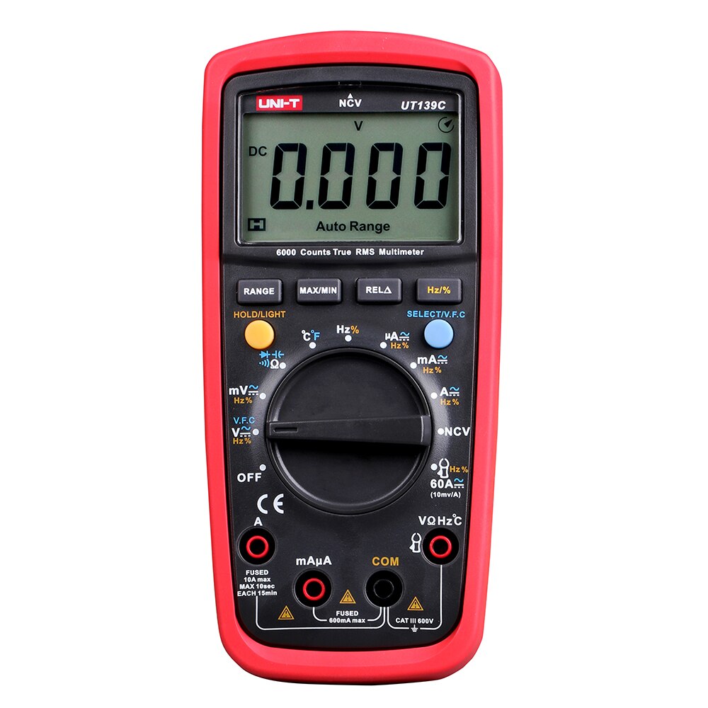 Uni-t digitalt multimeter  ut139- serie ægte rms lpf lavpasfilter loz ac dc va temperatur res freq test lcd hd display: Ut139c