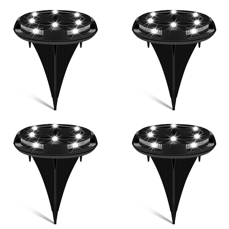 4 Stuks 10 Led Solar Ondergrondse Lamp Binnenplaats Tuin Waterdichte Solar Outdoor Road Gazon Decoratie Trap Licht