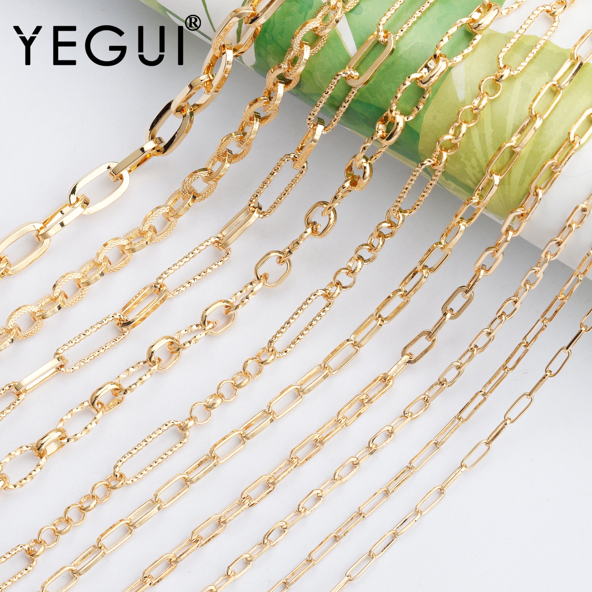 YEGUI C86,jewelry accessories,diy chain,18k gold plated,0.3 microns,diy bracelet necklace,charms,jewelry making,hand made,1m/lot