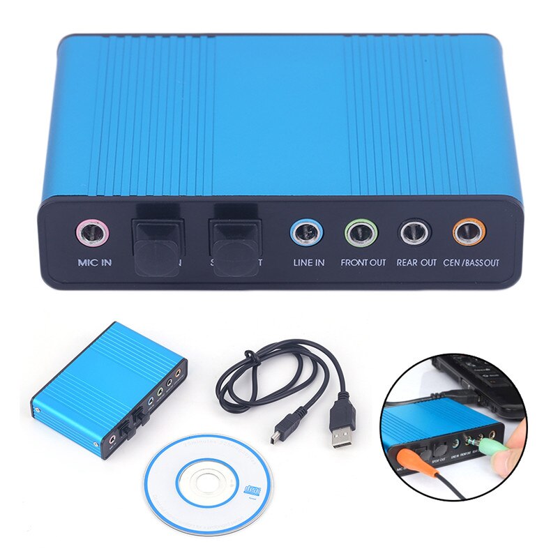 External Sound Card USB 6 Channels 5.1/7.1 Surround Adapter Audio USB 2.0 Optical Sound Card Adapter for PC Laptop Desktop Audio