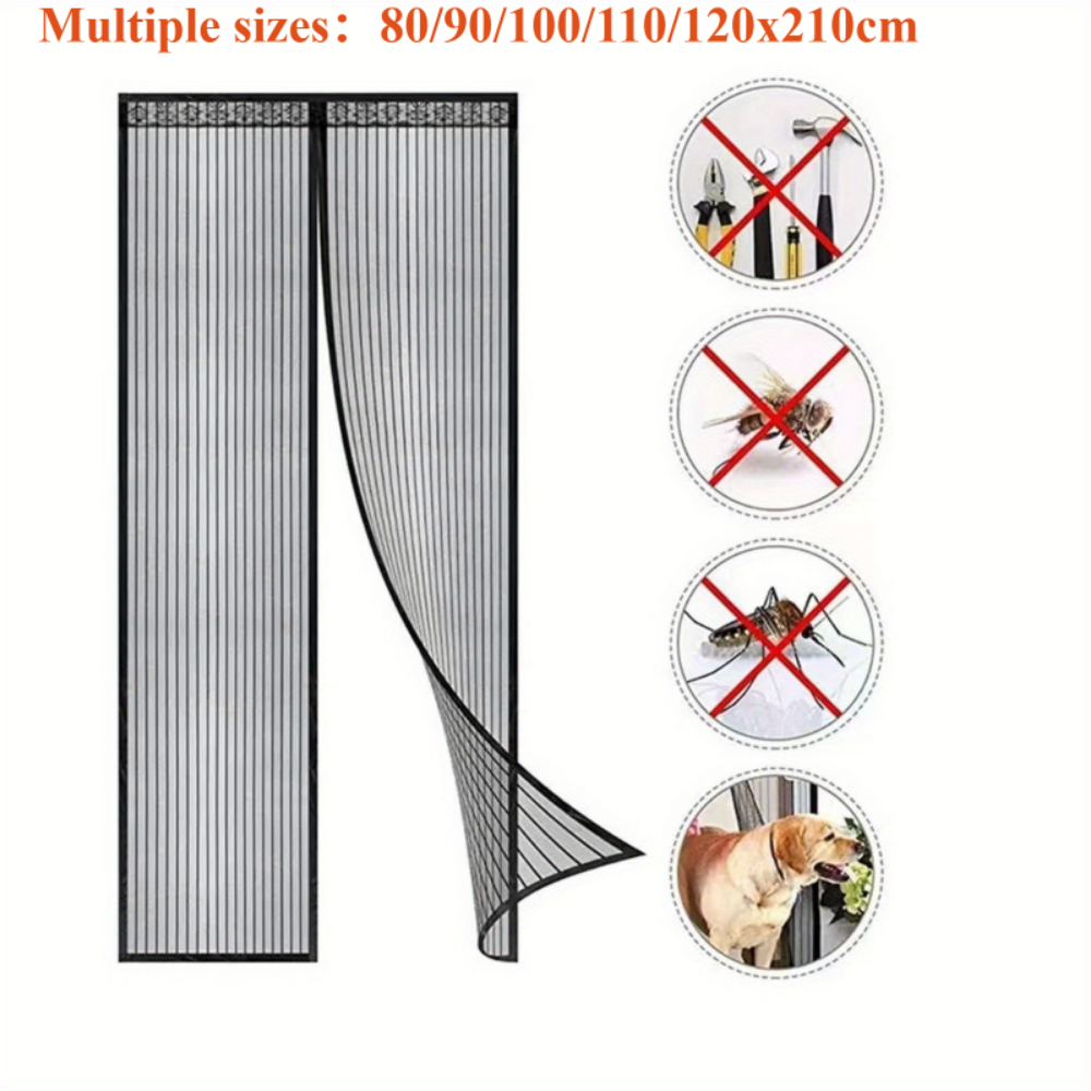 Rideau de porte à écran magnétique, filet anti-moustiques, moustiquaire, maille, fermeture automatique, taille multiple, installation facile, , 2024