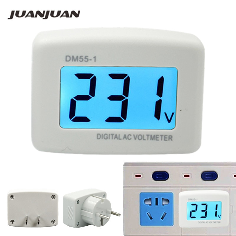 DM55-1 AC 80-300V Voltage Meter Plug Volt Meter LCD Digital display Voltmeter Testers 15%