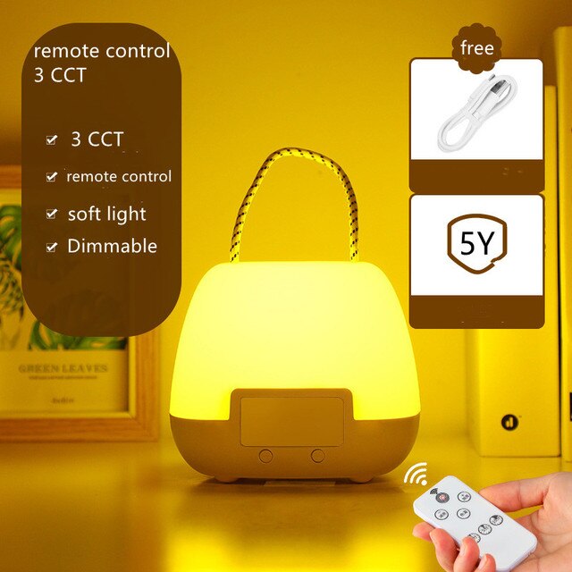 Lazychild Led Nachtlampje Usb Charge Met Afstandsbediening Draagbare Lamp Klok Slaapkamer Bedlampje Kinderen: Remote without clock