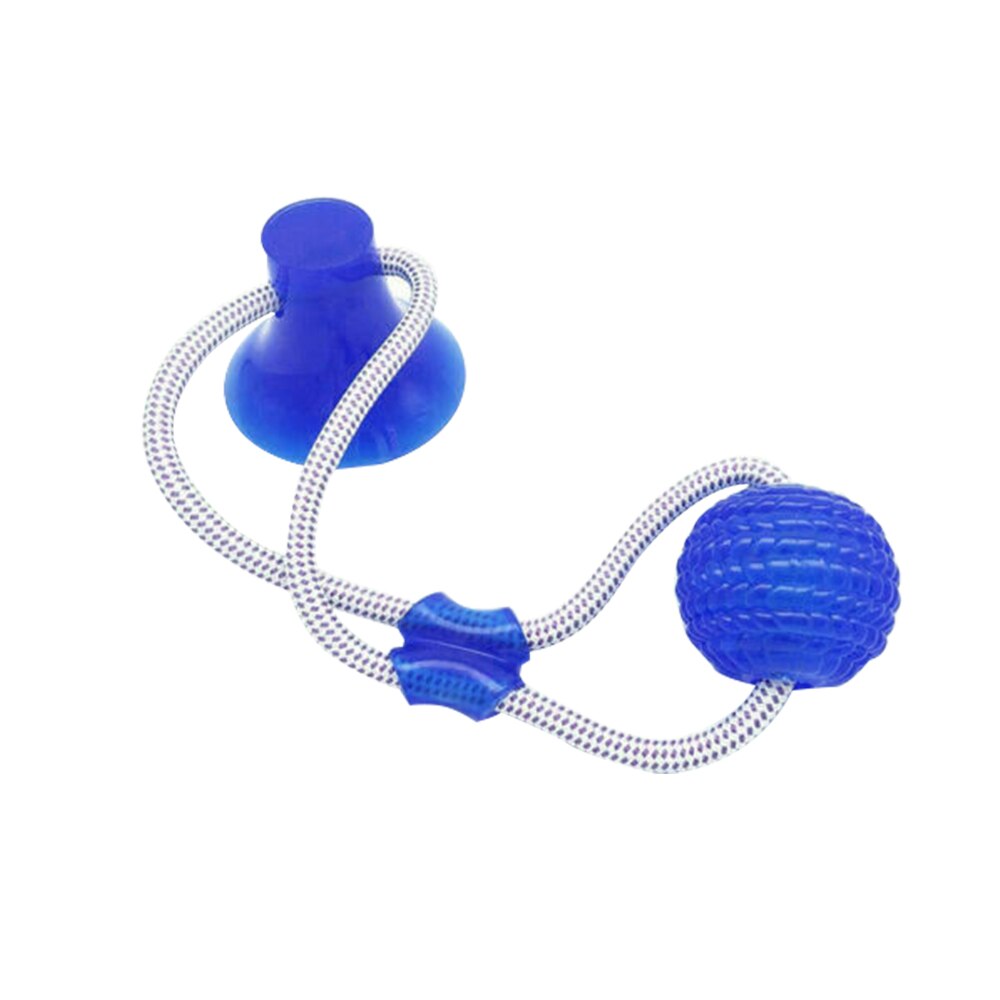Jouets pour chiens en caoutchouc ventouse chien jouets balle pour animaux de compagnie remorqueur drôle jouet à mâcher dents nettoyage chiot Animal jouet remorqueur corde support fournitures pour animaux de compagnie: blue-B