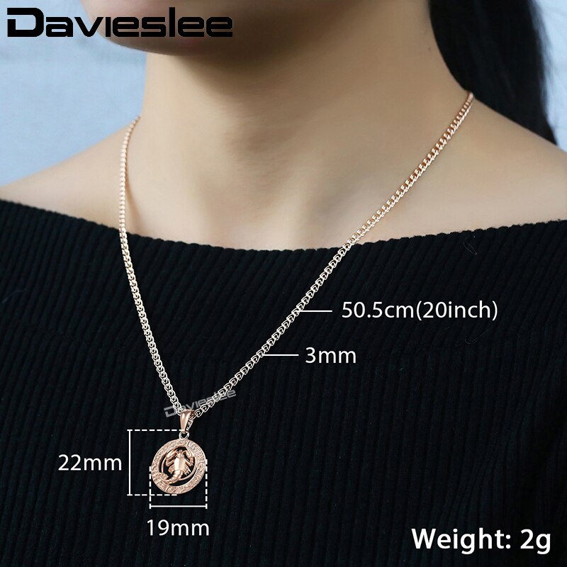 Davieslee Womens Kanker Sterrenbeeld Hanger 585 Rose Gold Sterrenbeeld Hanger Ketting Voor Vrouw Sieraden DGP180