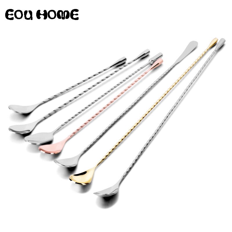 1Pce Stainless Steel Bar Tools Thread Teardrop Frosted Bar Spoons Drink Mixing Spoons Bartender Tools Cocktail Spoon Stirrer