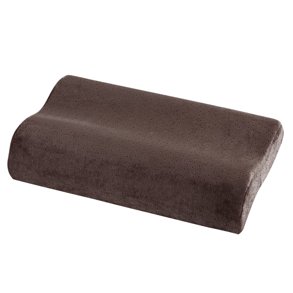 Volwassenen Hals Beschermen Memory Foam Kussen Met Effen Fluwelen Kussensloop Voor Slaapkamer Cervicale Gezondheidszorg Verbeteren Zacht Slapen: 50x30x10-7cm coffee