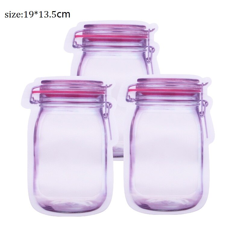 5 stk genanvendelige mason jar flasker poser nødder slik småkager pose segl frisk mad opbevaringspose snacks lynlås forseglet køkken organizer