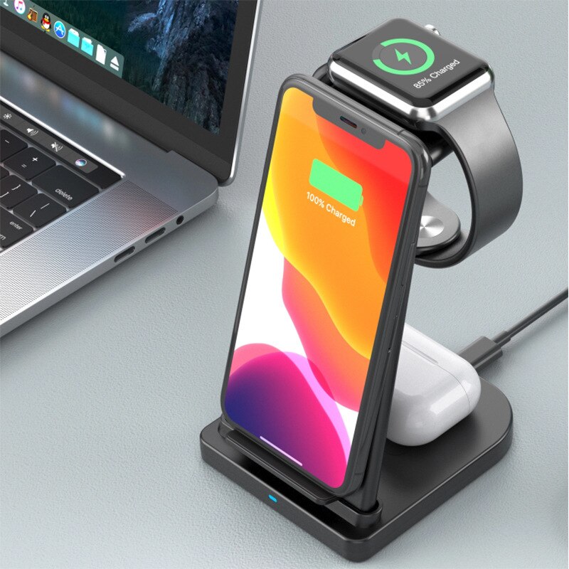 Qi Wireless Charger 3 in 1 15W Fast Charging Dock Station For iPhone 12 11 Pro X 8 XR XS For Apple Watch 6 5 4 3 2 Airpods Pro