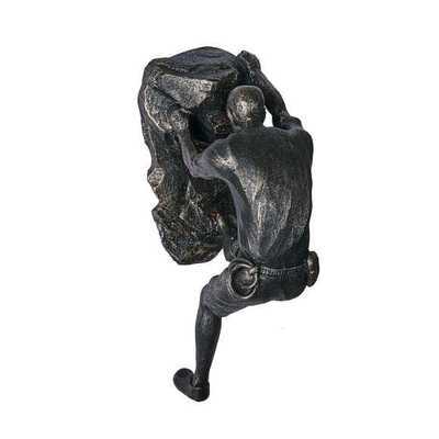 Wall Decoration Nordic Style Retro Man Climbing Wall Background Wall Decorations Hanging Statue Living Room Background: Black E