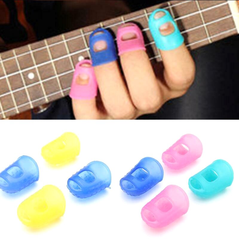 5 Sizes Guitar Fingertip Protectors Silicone Finger Guards for Ukulele Electric Guitar Small Middle Large XD88