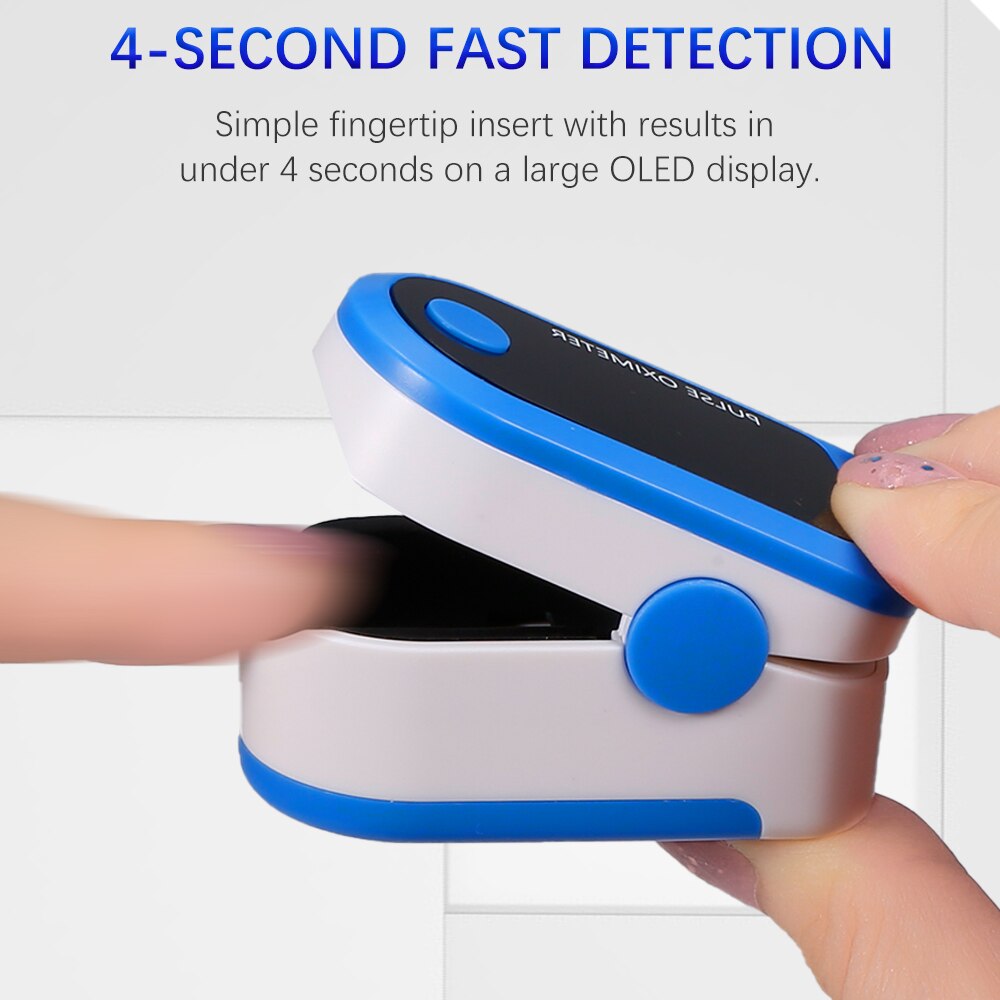 Finger Pulse Oximeter OLED Display Blood Oxygen Saturation Monitor SpO2 Pulse Rate Measurements Portable Oximeter Indoor Outdoor