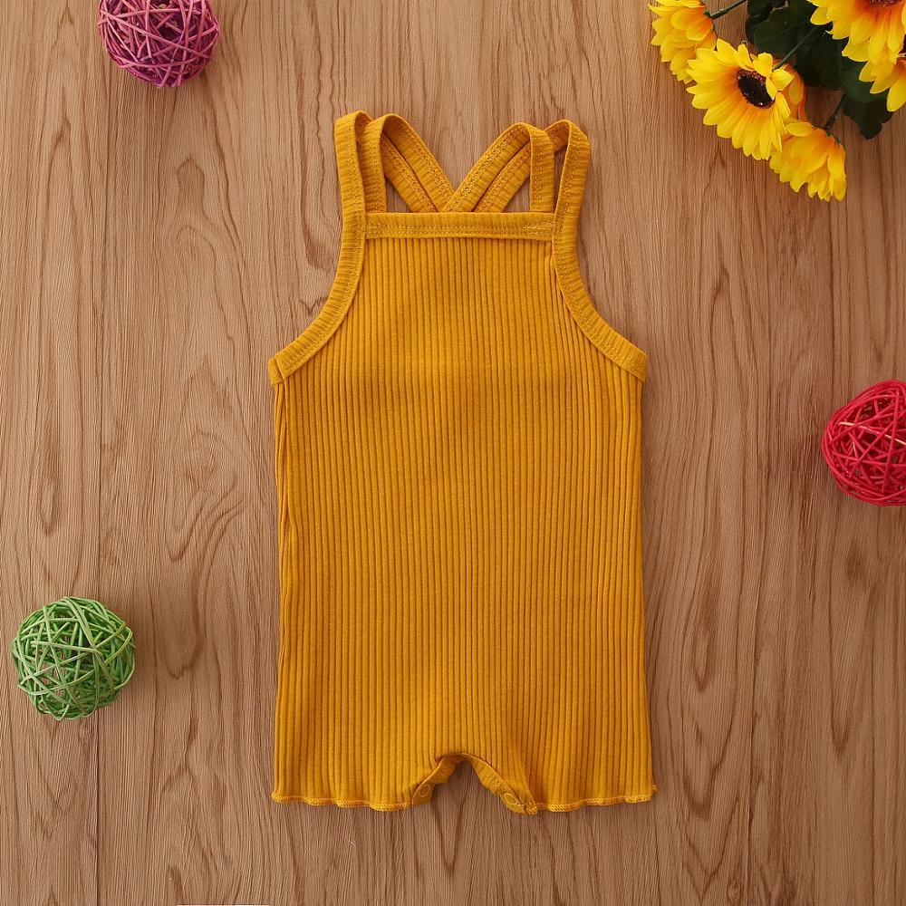 Bébé vêtements d'été bébé enfants garçon fille infantile barboteuse combinaison coton tenues ensemble côtelé solide vêtements