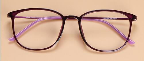 Monture de lunettes Geek en acier au carbone pour hommes et femmes, Ultra-léger, Vintage, Super grand cadre Nerd décoratif pour myopie: purple