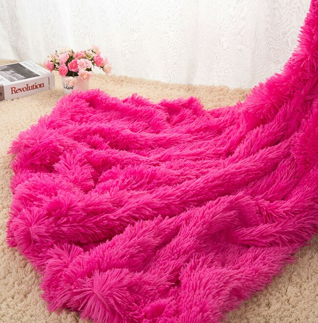 Sofa/luft/sengetøy tepper mantas hvit rosa grå fleece fluffy plysj sengeteppe couverture polaire plaids: Rosenrød / 160 x 200cm