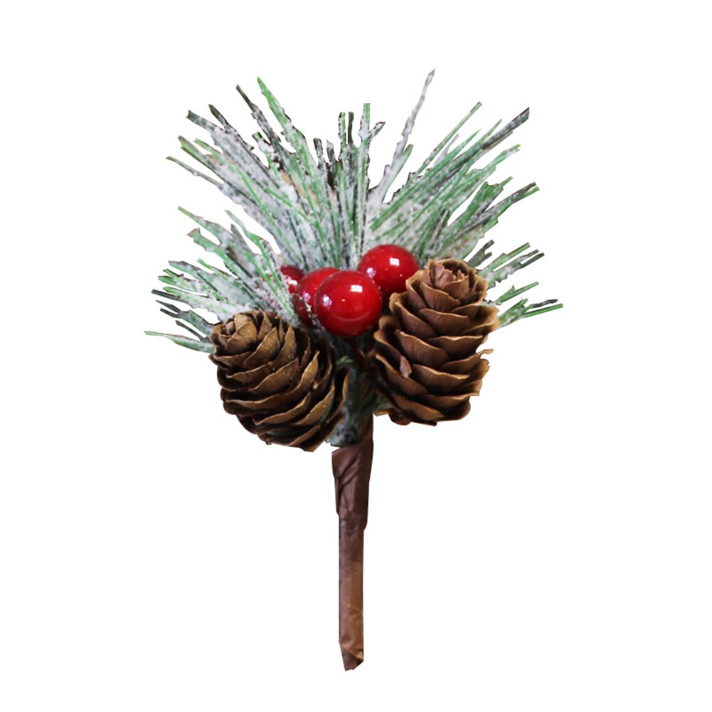 Mini Sticky Snow Pine Needle Tree DIY Artificial Flower Plant Branch For Xmas Package Christmas Day Decoration