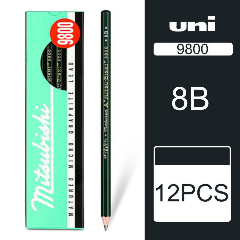 12/22 pinner uni mitsubishi blyant 9800 testkort tegneblyanter kunstskisseblyant: 8b