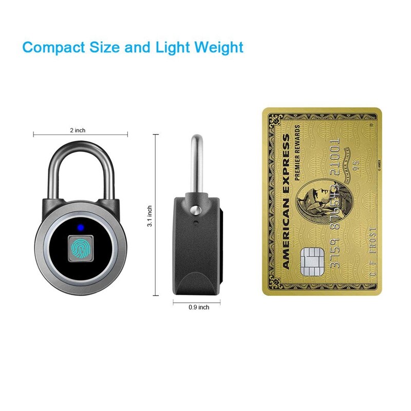 Fingerprint Padlock, Bluetooth Lock, APP, IP65 Waterproof, Smart Padlock with Keyless Biometric Suitable for Gym, Sports, Bike,