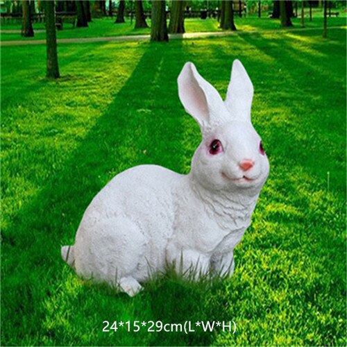 Large Resin Bunny Rabbit Figurines Garden Ornament Outdoor Art Yard Garden Animal Figurines Rabbits Decoration: 002