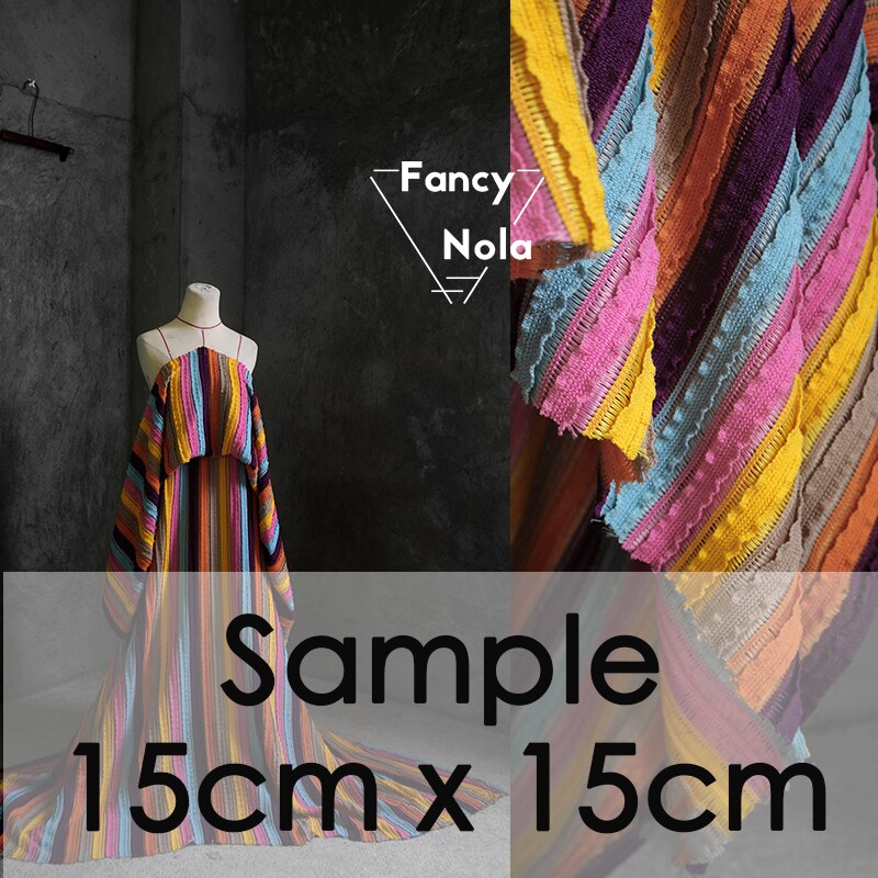 Multicolor Knitted Sweater Fabric 150cm Width 3D stereo texture High Grade Jumper patchwork DIY Fabric CG071: Sample 15cm x 15cm