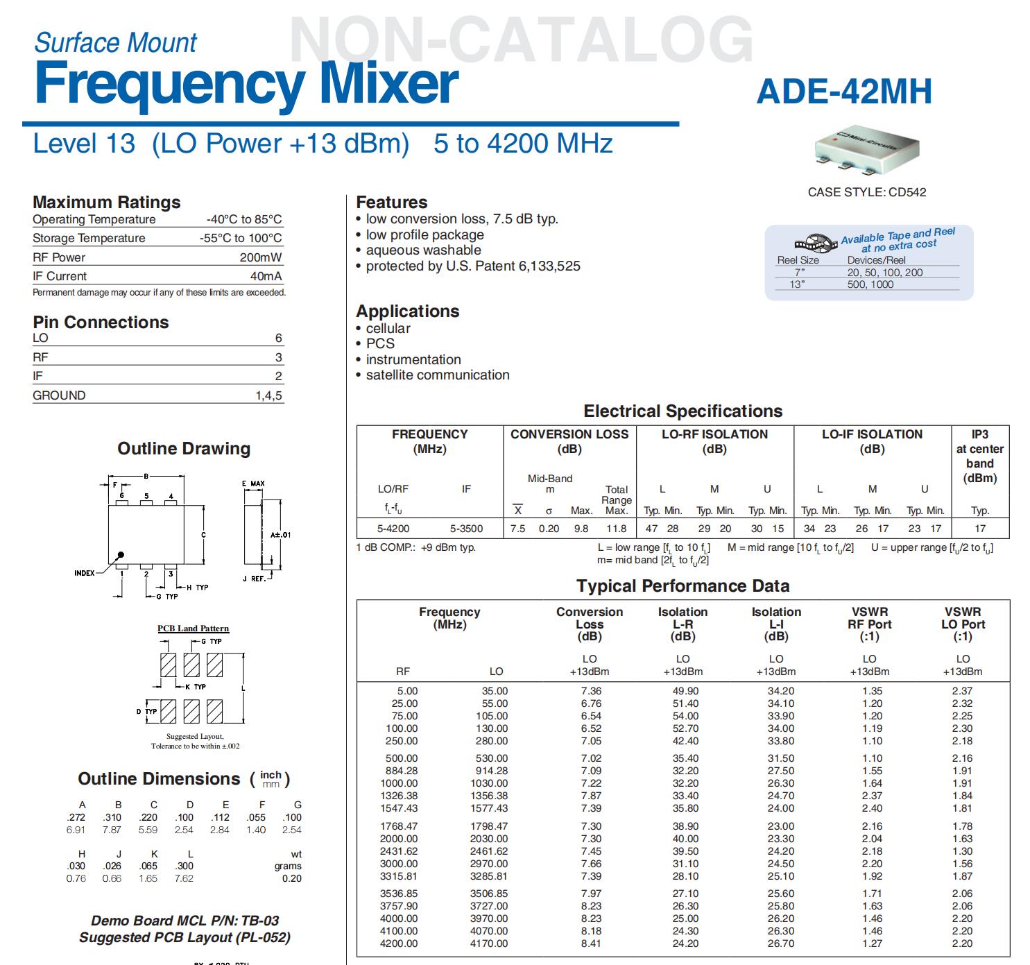 Passive Mixer ADE-25 ADE-30 ADE-42 Mixer Large Signal RF Upconversion Downconversion