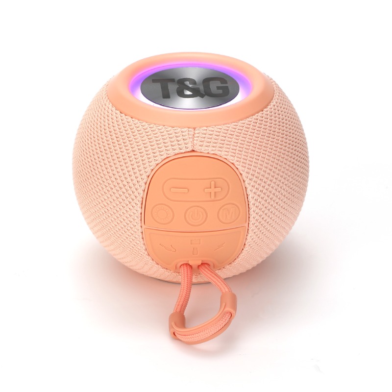 TG337 Bluetooth audio portable round small audio fabric led light wireless subwoofer speaker: Pink