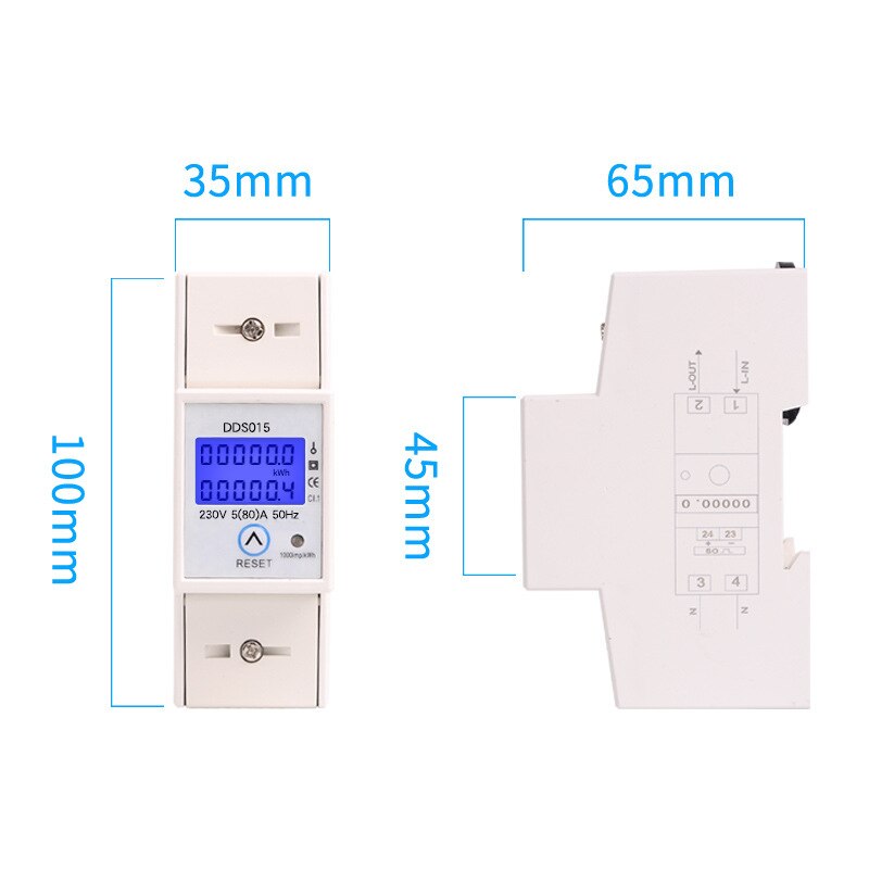Newest DDS015 Smart Energy Meter Single Phase Power Consumption Meter Electric KWh Meter LCD Energy Meter 5-80A 230V