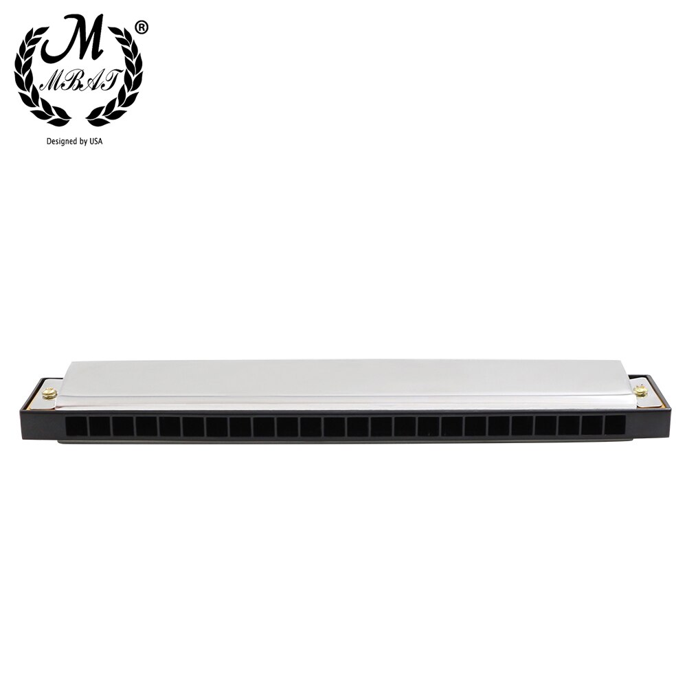 M MBAT 24 Holes Harmonica Tremolo Key C Silver Blues Jazz Rock Musical Instrument Diatonic Harp Beginner Musical Instrument