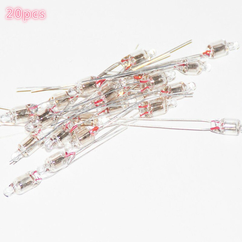 20Pcs Wit Langharige Rode Neon Gloeilamp, Lampje, Standaard Miniatuur Lamp, 5Mm