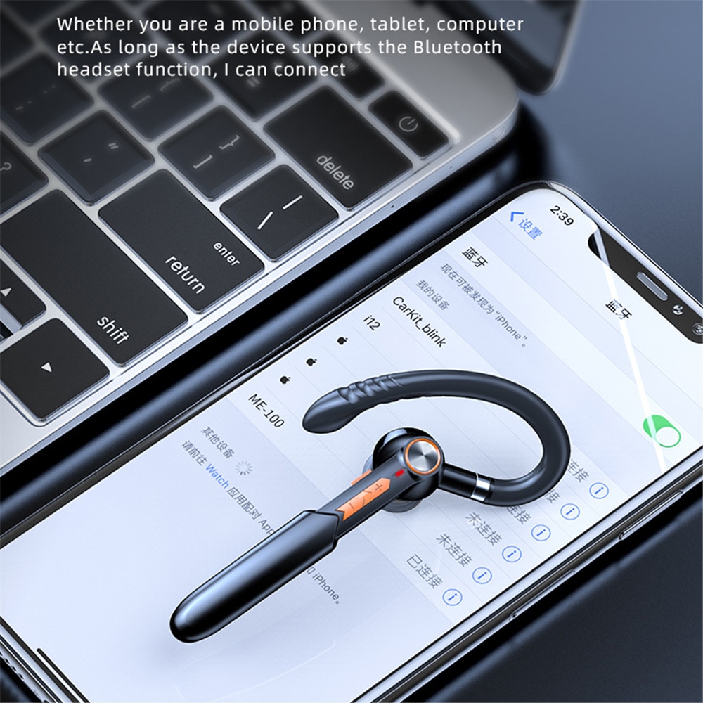 Single Earphones Bluetooth Headphones For iPhone Samsung Handsfree Wireless Headset Business Headset Drive Call Sports Earphone