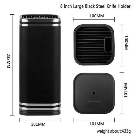 Stainless Steel Kitchen Knife Stand Knives Holder Multifunctional Holder 8" Knife Block Sooktops Tube Shelf Chromophous: D8 inch black holder