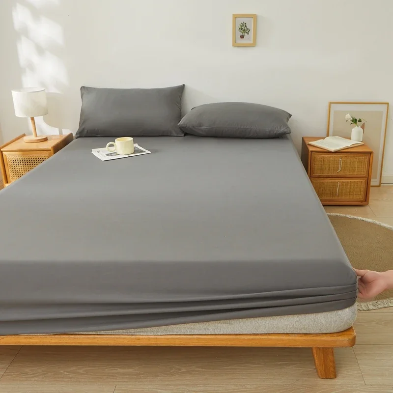 Brushed Mattress Cover Double/Queen Size Solid Color Fitted Sheet For Double Bed Anti-Mite 침대커버 200X220cm 매트리스커버 (No Pillowcase)