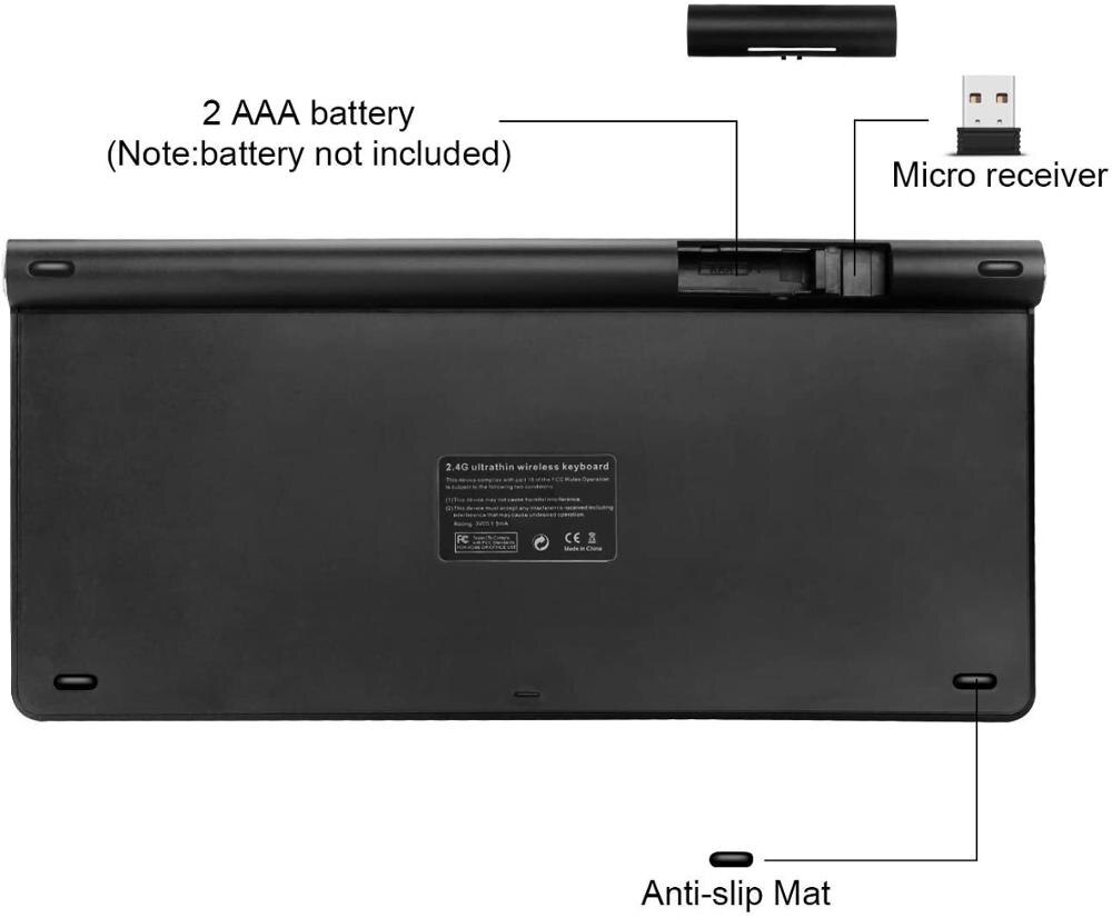 German Layout QWERTZ German keyboard Stickers Wireless Keyboard 2.4G Lightweight Slim Multimedia Keys Silent