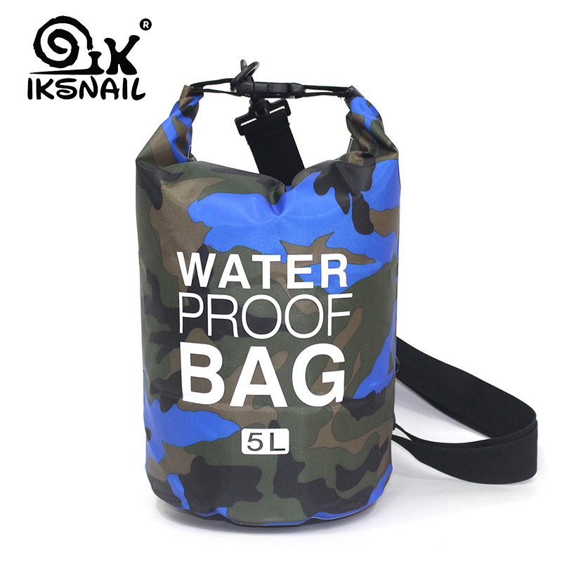 IKSNAIL 2L/5L/10L Outdoor Dry Waterproof Dry Bag Waterproof Sack Floating Diving Foldable Bags For Rafting River Ocean Backpack