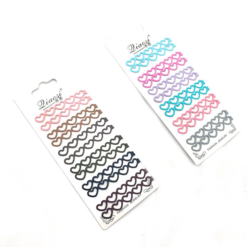 Femmes fille couleur bonbon pinces à cheveux rétro Net rouge amour creux géométrique alliage peinture pince latérale Barrette coiffure outil de coiffure: 02 black
