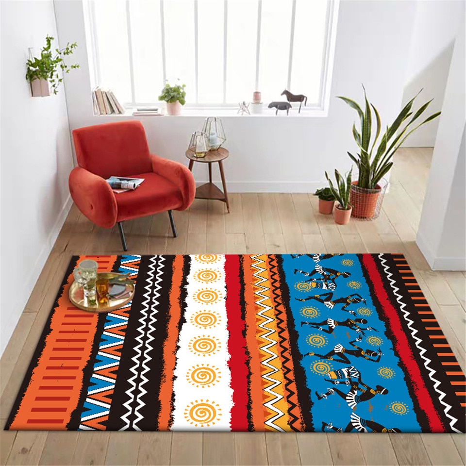 Wishstar bohemia tæppe orange blå tæppe geometrisk trykt afrikansk etnisk stamme stil gulvtæpper soveværelse stribet kichenmåtte