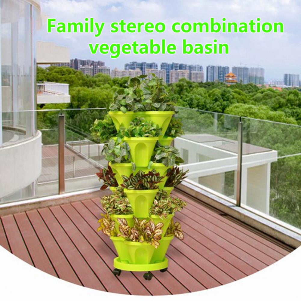 Stackable Flower Pot Non-slip Wide Application Plastic Sturdy Vertical Assorted Space-saving Planter Household Supplies