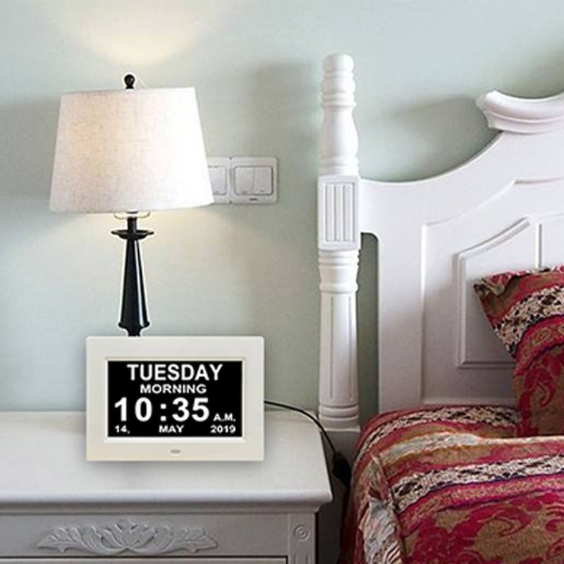 7 "Inch Digital Clock Calendar with Oversized Font Date Day Reminder for Elderly and Children Auto Dimming 9 Languages