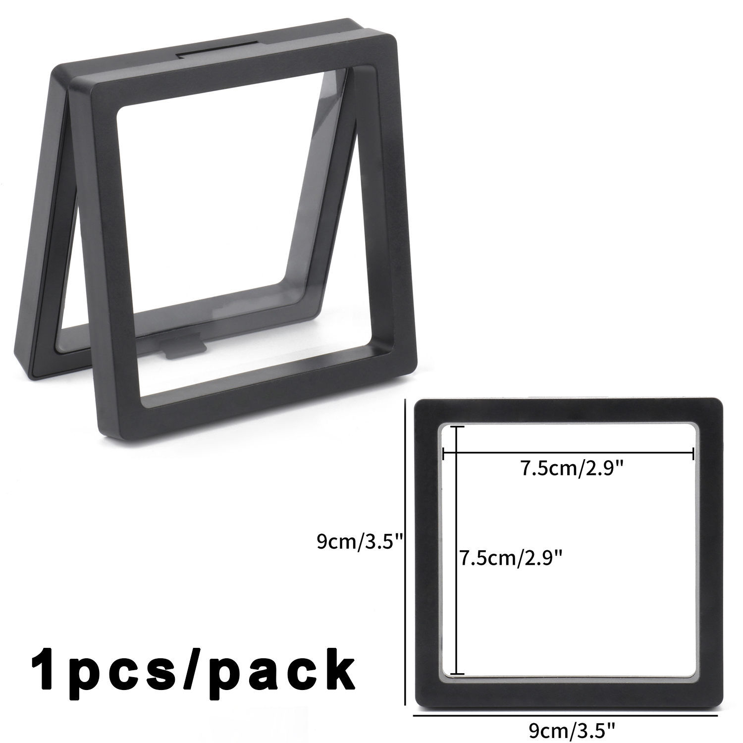 Caja de almacenamiento de joyería de película PE, caja de embalaje 3D, soporte libre de piedras preciosas, marco flotante, membrana, anillo, pendientes, collar, soporte de exhibición: Transparente