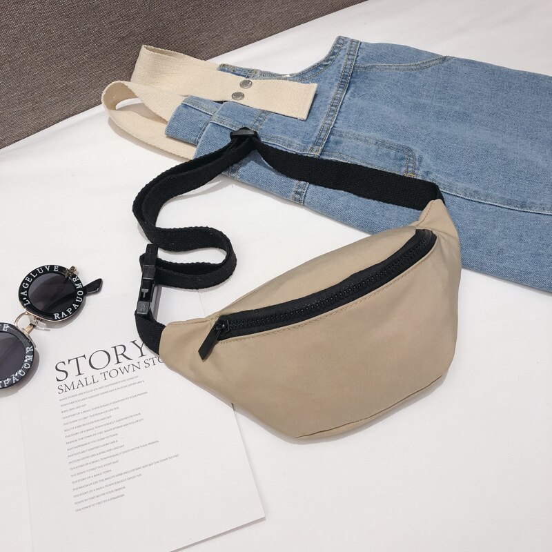 Childs Waist Bag Chest Bag Coin Purse Snack Pack Candy Color Waist Bags Women Fanny Pack Belt: khaki