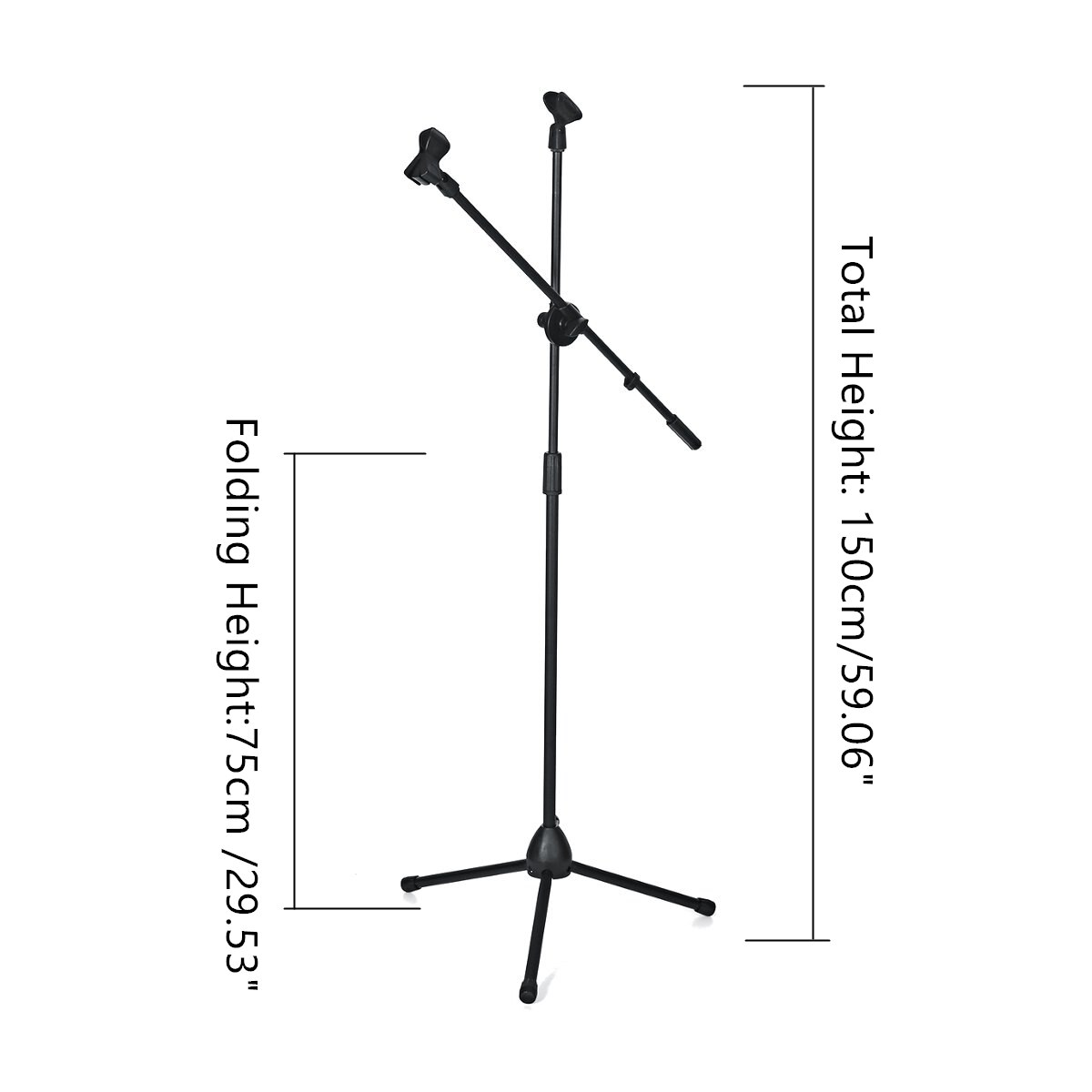 150cm Microphone Stand Holder Boom Arm Height Angle Adjustable With Tripod Base Universal Shockproof Mount Holder Mic Stand